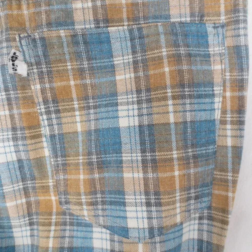 Vintage 1974 Levis Bell Bottoms Flared Pants 33x30 Blue Yellow Plaid‎ Talon USA